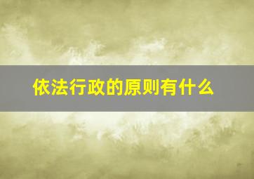 依法行政的原则有什么