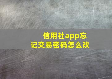 信用社app忘记交易密码怎么改