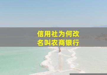 信用社为何改名叫农商银行