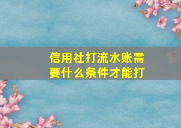 信用社打流水账需要什么条件才能打