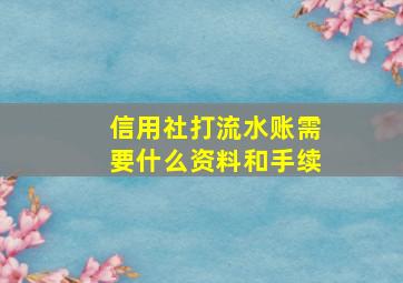 信用社打流水账需要什么资料和手续