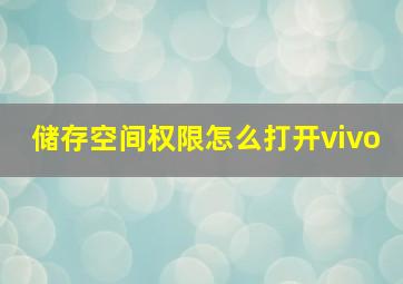 储存空间权限怎么打开vivo