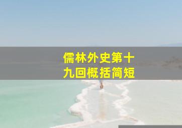 儒林外史第十九回概括简短