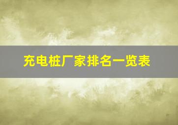 充电桩厂家排名一览表