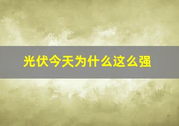 光伏今天为什么这么强