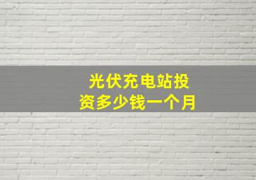 光伏充电站投资多少钱一个月