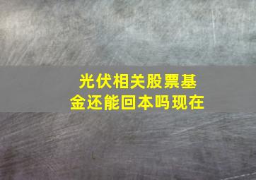 光伏相关股票基金还能回本吗现在