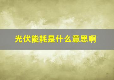 光伏能耗是什么意思啊