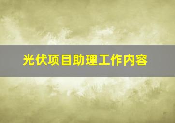 光伏项目助理工作内容