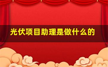 光伏项目助理是做什么的