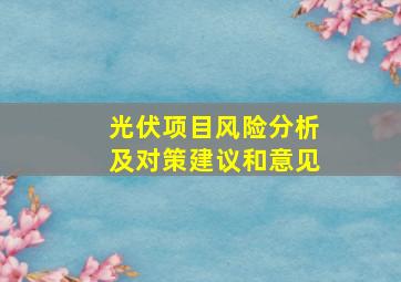 光伏项目风险分析及对策建议和意见