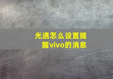 光遇怎么设置提醒vivo的消息