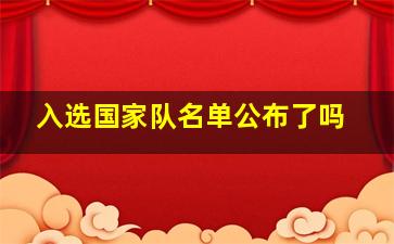 入选国家队名单公布了吗