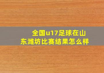 全国u17足球在山东潍坊比赛结果怎么样