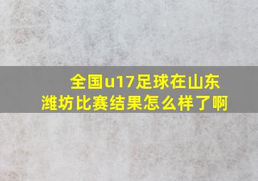 全国u17足球在山东潍坊比赛结果怎么样了啊