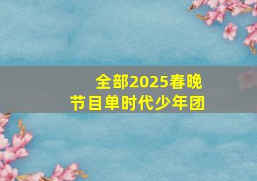 全部2025春晚节目单时代少年团