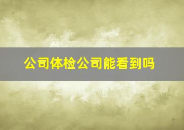 公司体检公司能看到吗