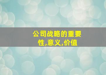 公司战略的重要性,意义,价值