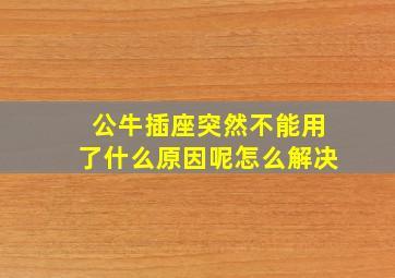 公牛插座突然不能用了什么原因呢怎么解决