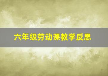 六年级劳动课教学反思