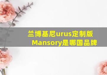 兰博基尼urus定制版Mansory是哪国品牌