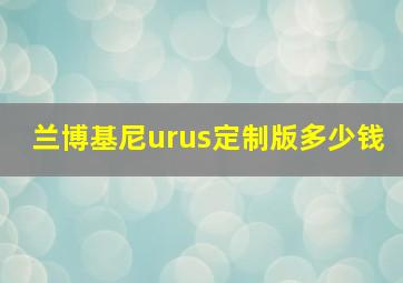 兰博基尼urus定制版多少钱