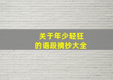 关于年少轻狂的语段摘抄大全