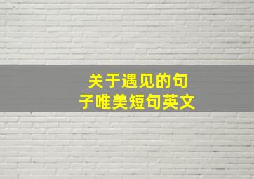 关于遇见的句子唯美短句英文