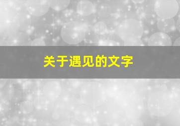 关于遇见的文字