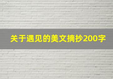 关于遇见的美文摘抄200字