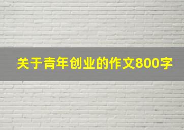 关于青年创业的作文800字