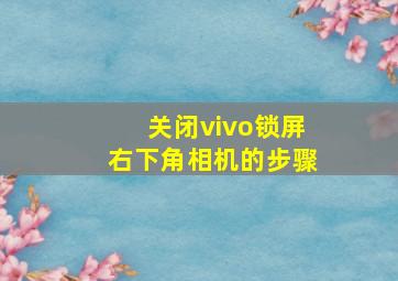 关闭vivo锁屏右下角相机的步骤