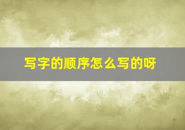 写字的顺序怎么写的呀