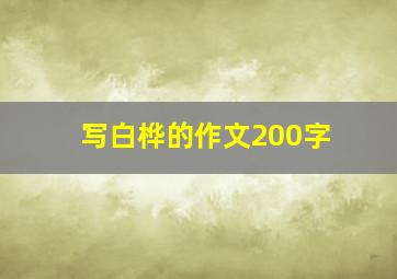 写白桦的作文200字