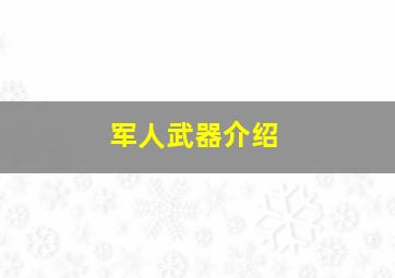 军人武器介绍