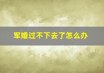 军婚过不下去了怎么办