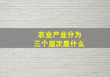 农业产业分为三个层次是什么