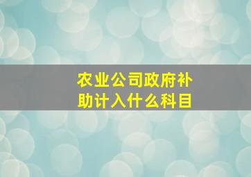 农业公司政府补助计入什么科目