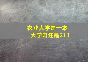 农业大学是一本大学吗还是211