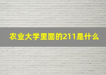 农业大学里面的211是什么