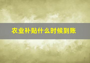 农业补贴什么时候到账