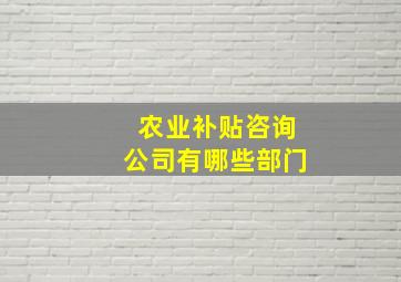 农业补贴咨询公司有哪些部门