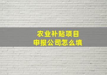 农业补贴项目申报公司怎么填