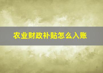 农业财政补贴怎么入账