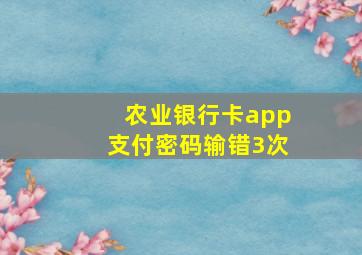 农业银行卡app支付密码输错3次