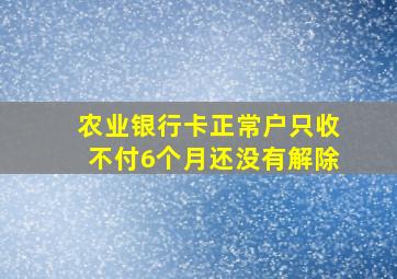 农业银行卡正常户只收不付6个月还没有解除