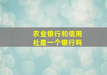 农业银行和信用社是一个银行吗