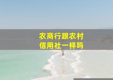 农商行跟农村信用社一样吗