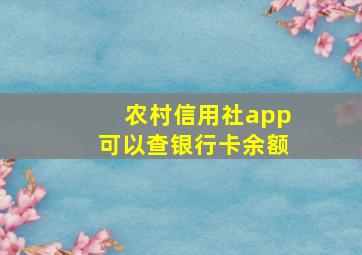 农村信用社app可以查银行卡余额