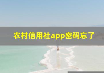 农村信用社app密码忘了